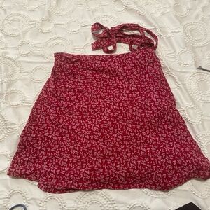 red brandy wrap skirt